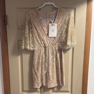 Elegant Gold Sequin Mini Dress